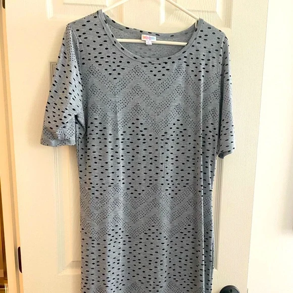 Lularoe Dresses | Grey With Black Polka Dot Lularoe Dress | Color: Gray | Size: L | Afried2's Closet